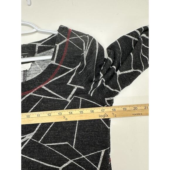 Artex Fashions Womens Dress Size Medium Long Sleeve Black Gray Abstract - Picture 9 of 12